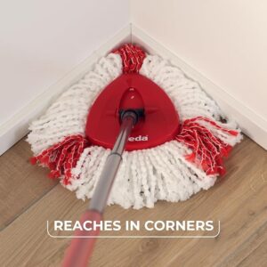 Vileda Turbo Microfibre Mop and Bucket Set, Spin Mop for Cleaning Floors, Set of 1x Mop and 1x Bucket,Grey/Red,48.5 x 27.5 x 28 cm