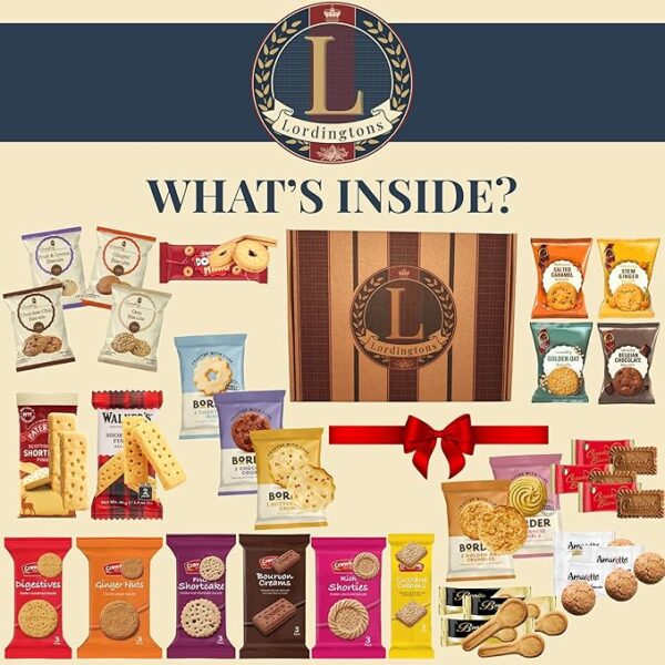 Biscuits Gift Set Hamper Bundle Contains 30 Packs of Individually Wrapped Biscuits Multipacks. Lordingtons Gift Hamper Includes a Variety of Loved Treats