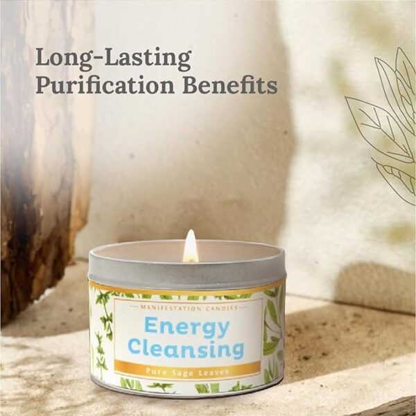 MAGNIFICENT 101 Long Lasting Pure Sage Candle for Manifestation & House Energy Cleansing | 6 Oz - 35 Hour Burn | Organic & All Natural Soy Wax Candle with Pure Sage Leaves | An Ideal Spiritual Gift - Image 2
