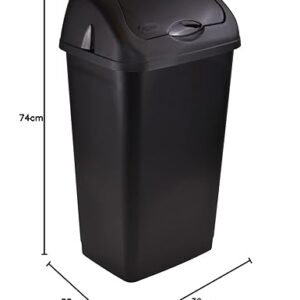 Sterling Ventures 60 Litres Premium Plastic Swing Bin for Home and Kitchen Rubbish Waste (Black)