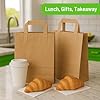 Brown Paper Bags with Handles - Large 12 x 10 x 5", 250 Pack, 80gsm Kraft Material, Takeaway Lunch Grocery Shopping Gift Party