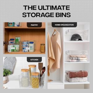 CLEARSPACE Plastic Storage Bins – Perfect Kitchen Organisation or Pantry Storage – Fridge Organiser, Pantry Organisation and Storage Bins, Cabinet Organisers - 4 Pack