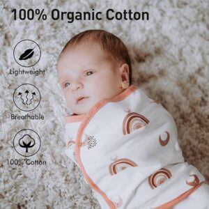 GLLQUEN BABY Baby Swaddle Wraps for 0-3 Months Newborn,Oeko-tex100,100% Breathable Organic Cotton Fabric Swadding Blankets,3 Pack (Coffee)