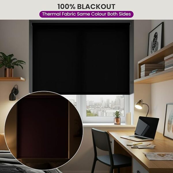 FURNISHED Roller Blinds Thermal Blackout Roller Blind - Trimmable Insulated UV Protection Child Safe Easy Fit Home Office Window Blinds, Cream, 115W x 165H cm