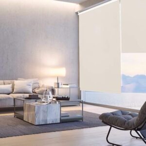LUCKUP 100% Blackout Waterproof Fabric Window Roller Shades Blind, Thermal Insulated,UV Protection,for Bedrooms,Living Room,Bathroom,The Office, Easy to Install 56 x 183 cm(Cream)