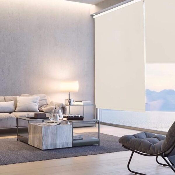 LUCKUP 100% Blackout Waterproof Fabric Window Roller Shades Blind, Thermal Insulated,UV Protection,for Bedrooms,Living Room,Bathroom,The Office, Easy to Install 56 x 183 cm(Cream)