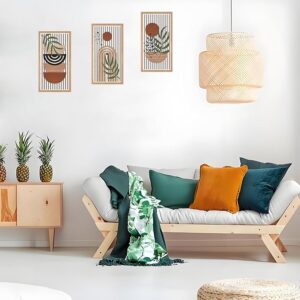 Yixuan 3-Piece Boho Wall Art Set, Lightweight Hollow Geometric Sculpture for Living Room, Bedroom, Hallway, Tropical Laser-Cut Wooden Wall Decor, Nature Inspired Home Decor, Wall Hanging Ornaments