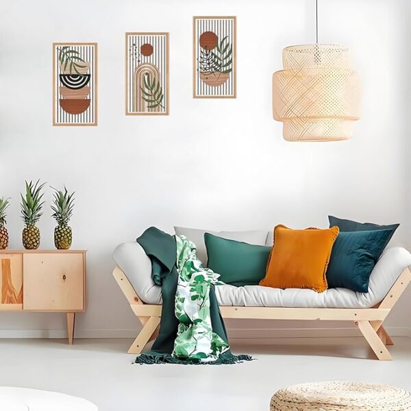 Yixuan 3-Piece Boho Wall Art Set, Lightweight Hollow Geometric Sculpture for Living Room, Bedroom, Hallway, Tropical Laser-Cut Wooden Wall Decor, Nature Inspired Home Decor, Wall Hanging Ornaments