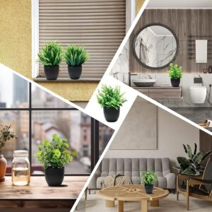 6 Pieces Artificial Plants Small Artificial Potted Plants Indoor Fake Plants Mini Artificial Plants Decorative Fake Seedlings for Home Bedroom Kitchen Office Decoration