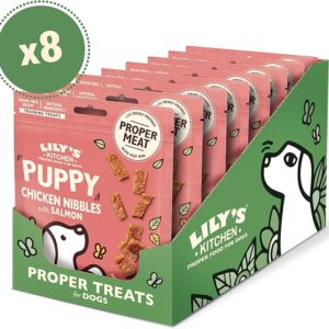 Lily’s Kitchen Made with Natural Ingredients Puppy Dog Treats Packet Chicken Nibbles with Salmon Grain-Free Recipes 8 x 70g