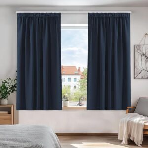 Deconovo Super Soft Curtains Thermal Insulated Pencil Pleat Blackout Curtains for Bedroom 46 x 54 Navy Blue 1 Pair