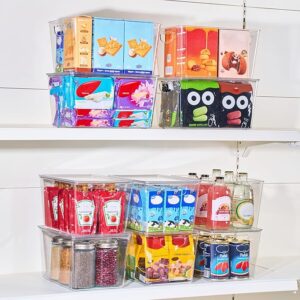 4 Pack Clear Storage Bins with Lids Stackable, Large Plastic Storage Bins with Handle for Pantry Organization and Storage, Perfect Containers for Fridge Organizer, Freezer, Kitchen, Cabinets, Bathroom
