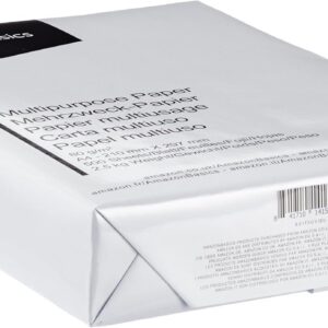 Amazon Basics Multi-Purpose Copy Printer Paper, A4 80 GSM, 2500 Count (Pack of 5), White