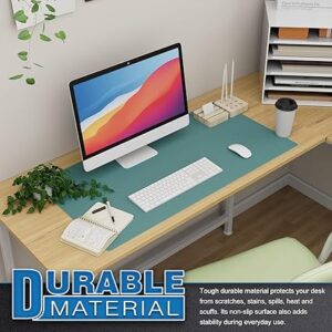 K KNODEL Large Office Leather Desk Mat, Mouse and Keyboard Pad, Computer and Laptop Mat, Desktop Protector and Cover, Writing Pad and Blotter (80x40cm, Green)