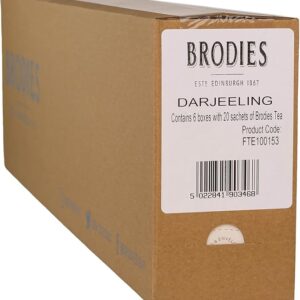 Brodies Darjeeling Tag and Envelope - 6 Tea Boxes of 20 Tea Bags each (Total 120 Tea Bags) - The Champagne of tea with a penetrating but delicate flavour with a refreshing aftertaste