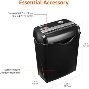 Amazon Basics 5-6 Sheet Cross Cut Paper and Credit Card Shredder with 14.3L Bin for Business & Home Office Use with Reverse Function, Black