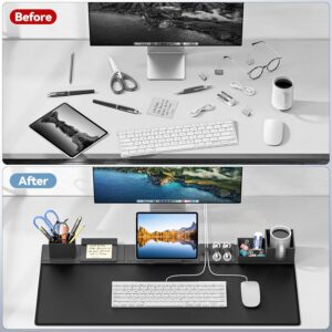 KDD Desk Pad Mat Set, 6 in 1 Mouse Mat with Magnetic Desktop Storage Accessories DIY Feature for Phone and Tablet Stand/Cup Holder/Card Holder/Pen Holder/Cable Management for Home Office Accessories