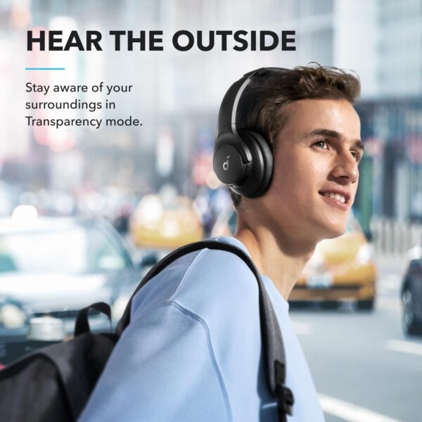 soundcore by Anker Q20i Hybrid Active Noise Cancelling Foldable Headphones, Wireless Over-Ear Bluetooth, 40H Long ANC Playtime, Hi-Res Audio, Big Bass, Customize via an App, Transparency Mode (Black) - Image 2