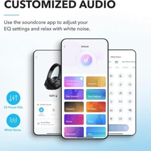 soundcore by Anker Q20i Hybrid Active Noise Cancelling Foldable Headphones, Wireless Over-Ear Bluetooth, 40H Long ANC Playtime, Hi-Res Audio, Big Bass, Customize via an App, Transparency Mode (Black)