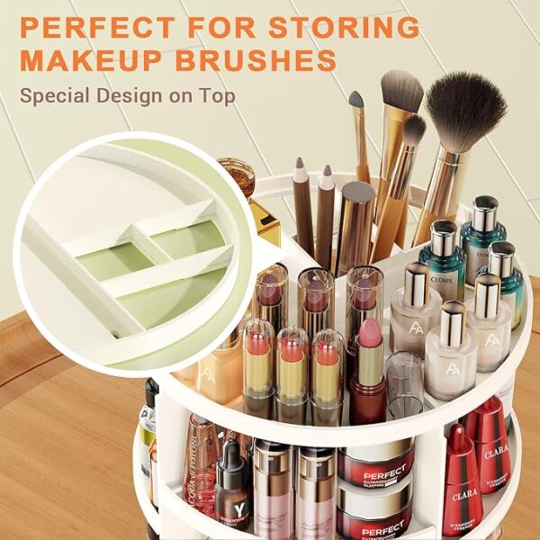 Auxmir Rotating Makeup Organiser, 9-Tier Adjustable Makeup Organiser with 360 Degree Rotation, Large Capacity Spinning Makeup Storage on Stand Revolving for Vanity Table, Bedroom, Bathroom, White