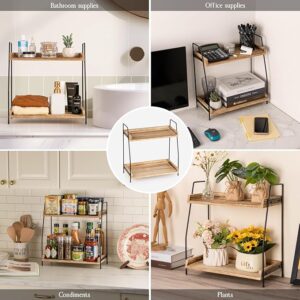 ANBOXIT Coffee Station Organizer for Countertop, 2 Tier Coffee Bar Accessories and Organizer, Wooden Kitchen Storage & Organisation, Countertop Organiser for Kitchen, Home, Office - Brown