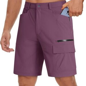 TACVASEN Men's Cargo Shorts Quick Dry Elasticated Waist Work Shorts for Outdoor Hiking with Zip Pockets