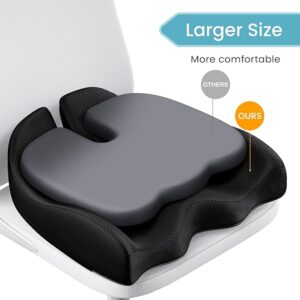 A-Pce Large Memory Seat Cushion for Office Chair Pressure Relief Sciatica & Tailbone Pain Relief Memory Foam Firm Coccyx Pad for Long Sitting, for Office Chair, Gaming Chair and Car Seat, Black