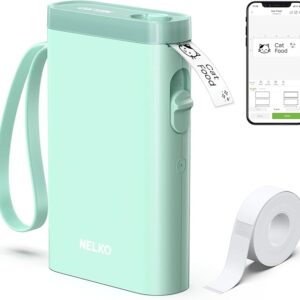 Nelko Label Maker Machine with Tape, P21 Portable Bluetooth Label Printer, Wireless Handheld Sticker Maker Mini Label Makers with Multiple Templates for Organizing Storage Barcode Office Home, Pink