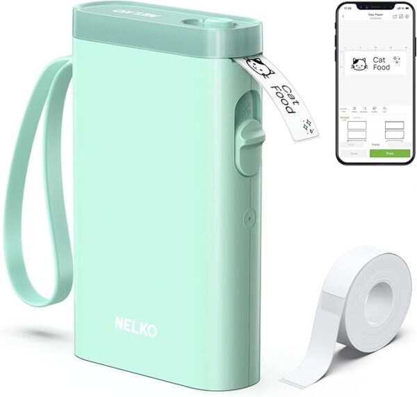 Nelko Label Maker Machine with Tape, P21 Portable Bluetooth Label Printer, Wireless Handheld Sticker Maker Mini Label Makers with Multiple Templates for Organizing Storage Barcode Office Home, Pink