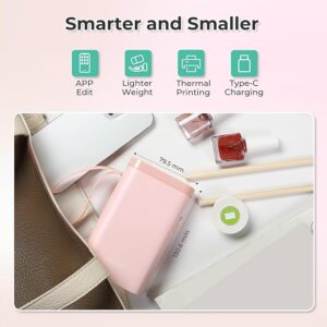 Nelko Label Maker Machine with Tape, P21 Portable Bluetooth Label Printer, Wireless Handheld Sticker Maker Mini Label Makers with Multiple Templates for Organizing Storage Barcode Office Home, Pink