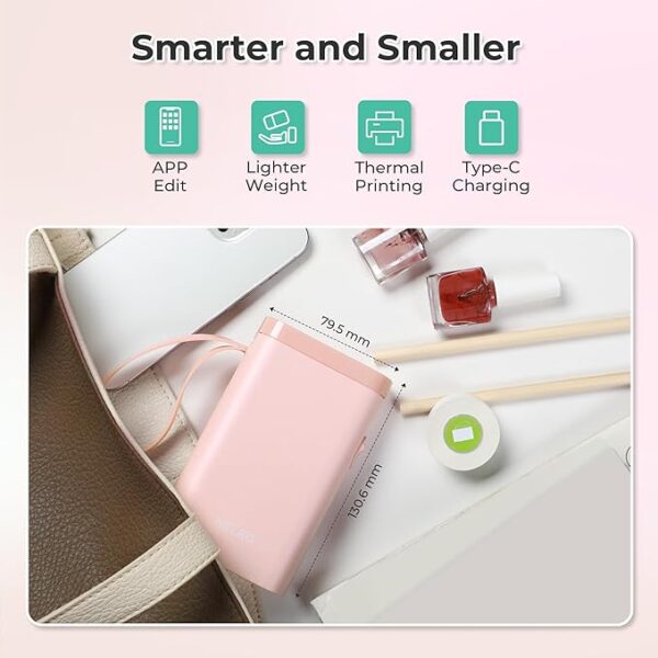 Nelko Label Maker Machine with Tape, P21 Portable Bluetooth Label Printer, Wireless Handheld Sticker Maker Mini Label Makers with Multiple Templates for Organizing Storage Barcode Office Home, Pink