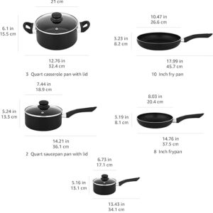 Amazon Basics 8-Piece Non-Stick Cookware Set, Black