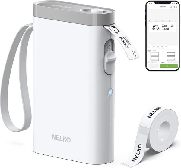 Nelko Label Maker Machine with Tape, P21 Portable Bluetooth Label Printer, Wireless Handheld Sticker Maker Mini Label Makers with Multiple Templates for Organizing Storage Barcode Office Home, Pink