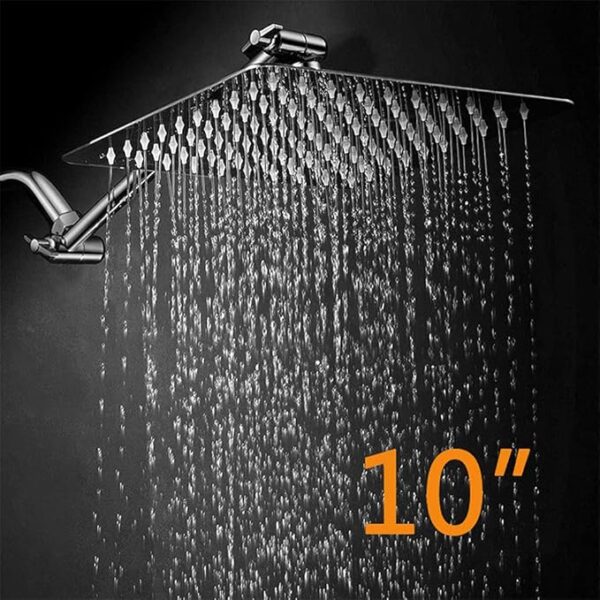 ALYHYB 10 Inch Fixed Showerheads - Square Stainless Steel Rainfall Showerhead with Anti-clogging Nozzle - High-Pressure Waterfall Bath Room Shower Accessories - Brushed Chrome Finish - Image 2