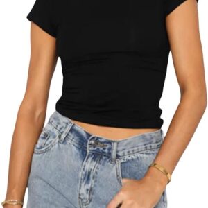 Women's Basic Slim Fit T-Shirt Top Short Sleeve Y2K Tops TikTok Influence Crop Top Club Party Streetwear