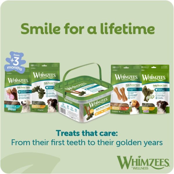 WHIMZEES By Wellness Variety Box Dental, Mixed Shapes, Size M, 28 Pieces, Natural and Grain Free Dog Chews, Dog Dental Sticks for Medium Breeds, No Added Sugar