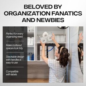 CLEARSPACE Plastic Storage Bins – Perfect Kitchen Organisation or Pantry Storage – Fridge Organiser, Pantry Organisation and Storage Bins, Cabinet Organisers - 4 Pack