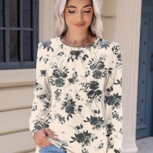 Rapbin Womens Casual Short Sleeve T-Shirts Crew Neck Pleated Tops Fashion Dressy Tunic Blouses