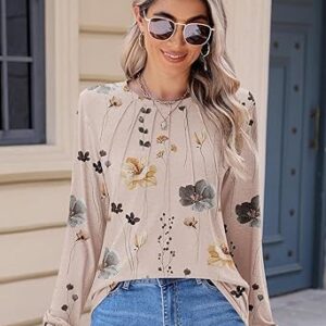 Rapbin Womens Casual Short Sleeve T-Shirts Crew Neck Pleated Tops Fashion Dressy Tunic Blouses