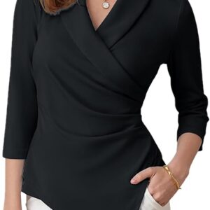 GRACE KARIN Women's V Neck Tops 3/4 Sleeve Tunic Shirt