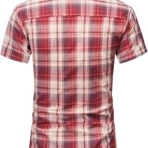 Blu Apparel Men's Checked Shirt Mens Shirts Short Sleeve Cotton Casual Shirt for Men