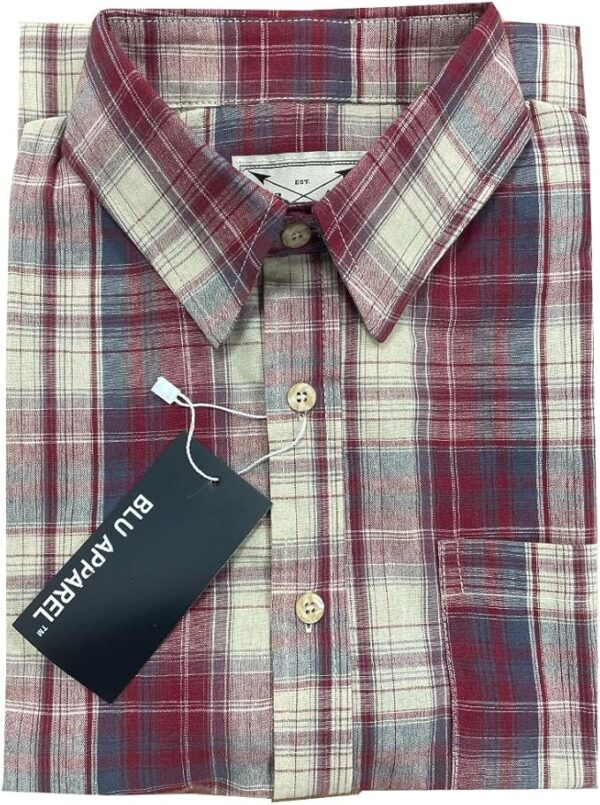 Blu Apparel Men's Checked Shirt Mens Shirts Short Sleeve Cotton Casual Shirt for Men - Image 2